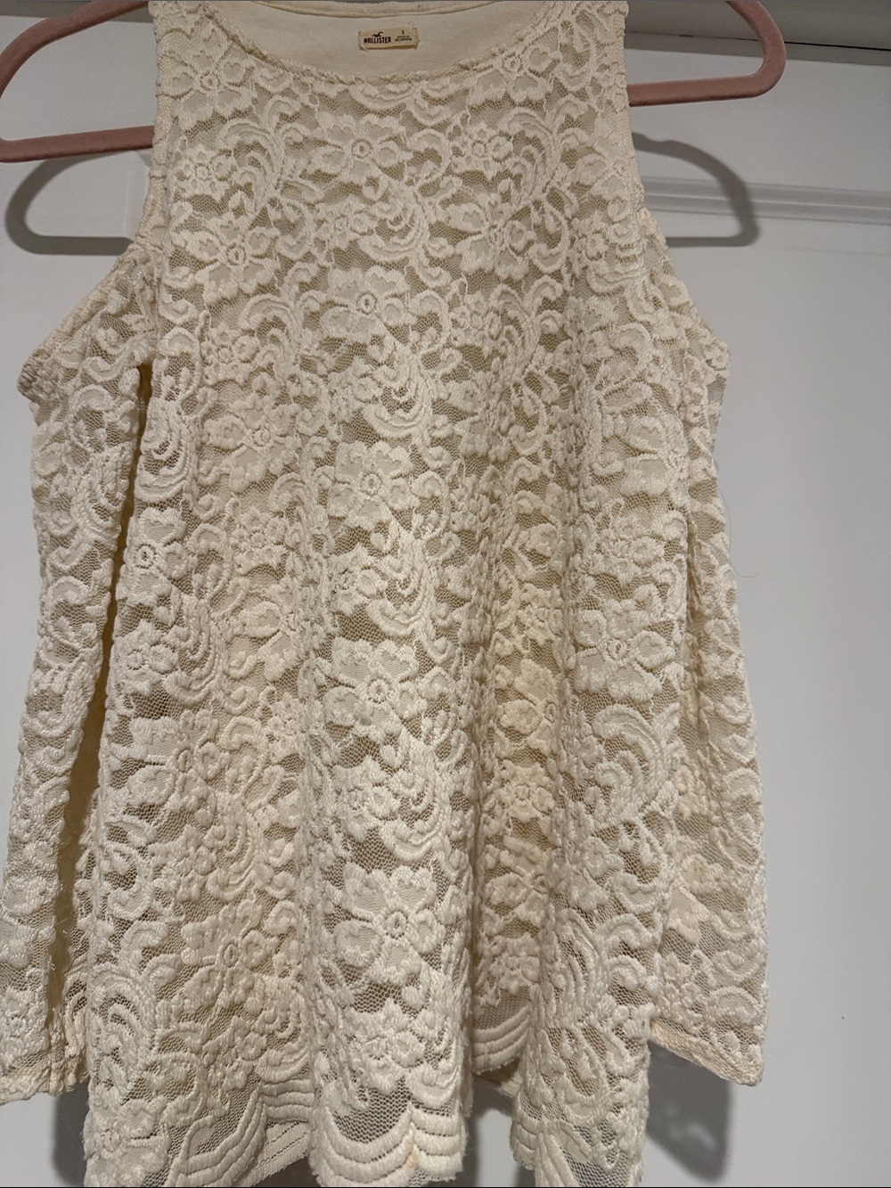 Hollister Cream Crochet Lace Tank Top